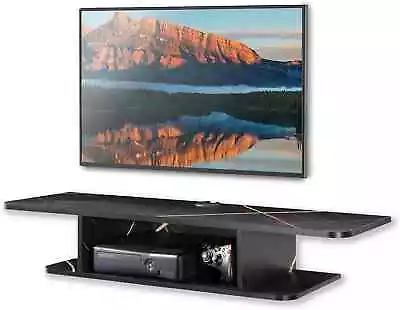 Wood TV Stand Cabinet Wall Mount Floating Unit Storage Shelf Media Center • £49.99