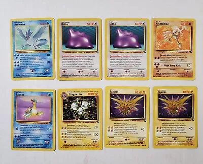 Lot Of 8 Vintage Fossil Set Rare Pokemon Cards Articuno Ditto Hitmonlee 1999 90s • $26.99