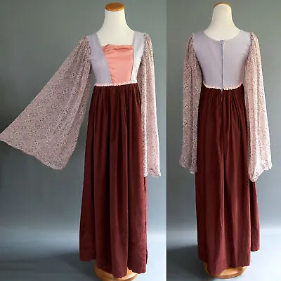 VTG Reniassance Faire Boho Medieval Maiden Gothic Costume Dress Huge Sleeves XXS • $36.99