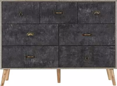 Cabinet Merchant Chest Bedside Table Storage Dresser Nordic Concrete Effect • £174.99