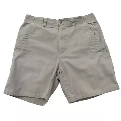 Harley Davidson Motocycles Mens Khaki Bermuda Shorts Sz 32 Canvas Casual Biker • $23.45