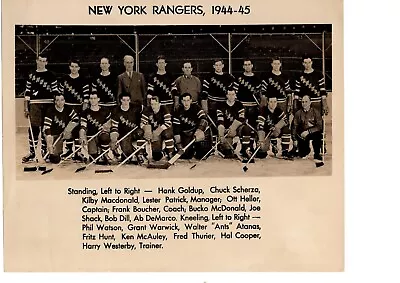 VINTAGE ORIGINAL 1944 1945 NEW YORK RANGERS 8x10 TEAM PHOTO NHL HOCKEY • $150