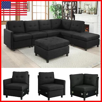 1-7 Pcs Sectional Modern Sofa Set Couch Microsuede Reversible Chaise Ottoman USA • $175.99