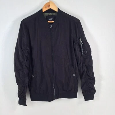 $29.95 • Buy Pull And Bear Mens Bomber Jacket Size M Black Zip Long Sleeve Solid 041930