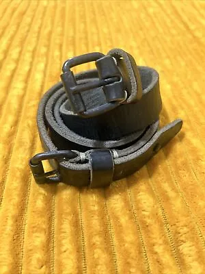 Mens Vintage ALLSAINTS Leather Distressed Belt In Dark Brown Size M • $30