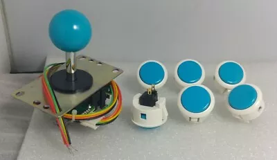 $36.80 • Buy Japan Sanwa Mix Buttons White Blue X 6 & Blue Joystick 8YT- Arcade Parts