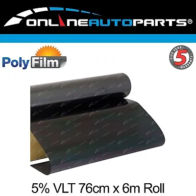 $24.95 • Buy Window Tint Film 5% Very Dark Black 76cm X6m Car Auto Home Office Roll