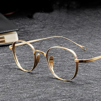 Retro Round Eyeglasses Frame Vintage Titanium Ultra Light Spectacles Men Women • $20.39