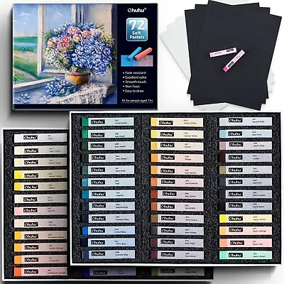 Soft Pastel Set 72 Colours Chalk Pastels Including 4 Fluorescent Effects & More • £27.49