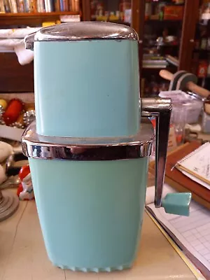 Maid Of Honor Sears Portable Ice Crusher Chopper Vintage Chrome Metal Turquoise • $24.99