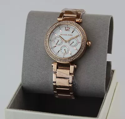 $119.99 • Buy New Authentic Michael Kors Parker Chrono Rose Gold Crystals Women's Mk5781 Watch