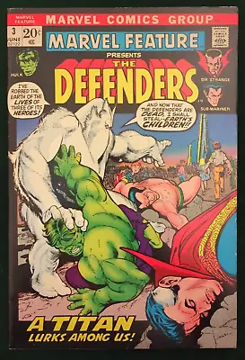 Marvel Feature THE DEFENDERS #3 - 1972 Marvel Bronze Age Comic FN/VF • $19.95