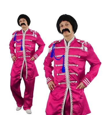 Pink Sergeant Pepper Mens Costume 1960s English Boy Rock Band Outfit Fancy Dress • £23.99