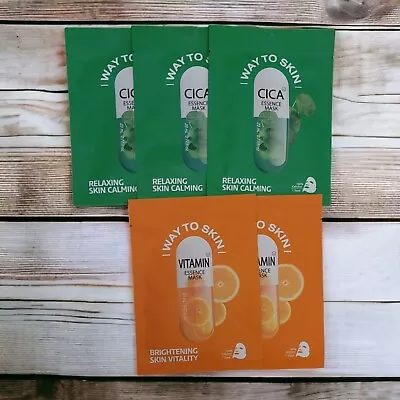 Lot Of 5 - Way To Skin Cica Essence Mask Relaxing Calming Brightening Vitality • $11.02