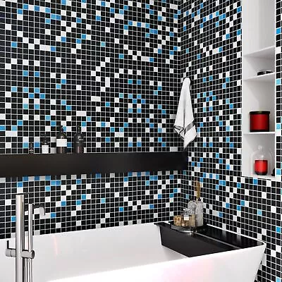 Black Mosaic Checkered Peel And Stick Wallpaper Black And White Contact Paper... • $41.39