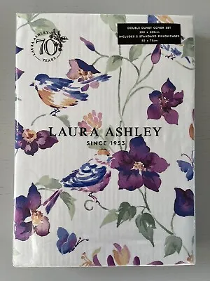 New Laura Ashley Elmswell Violet Double Duvet Set  • £45