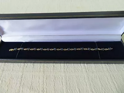 QUALITY VINTAGE 9CT YELLOW GOLD & CABOUCHON SAPPHIRE BRACELET BIRM 2005 5.65gs • £225