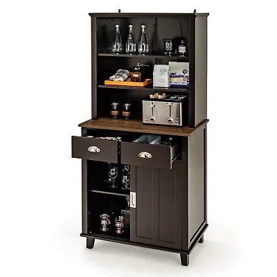 67  Kitchen Buffet W/ Hutch Freestanding Kitchen Pantry Cabinet W/ Sliding • $199.99