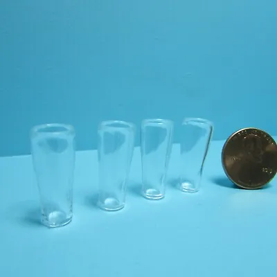 Dollhouse Miniature Plastic Pilsner Beer Glasses Cups Set Of 4 G7529 • $4.49