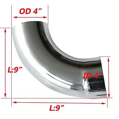 4 Inch Chrome 90 Degree Elbow Exhaust Pipe 4 OD X 8 Inch Truck Elbow • $66