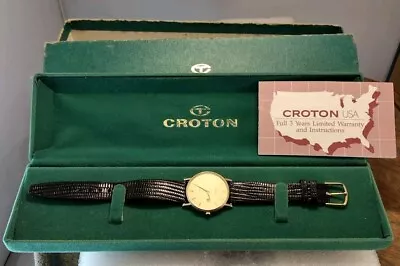 Vintage Croton Wrist Watch 14k Gold Case Display Case Box Instruction Book • $399.95