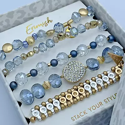 Erimish Gold And Blue Bracelet Stack Set New • $25