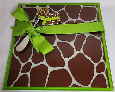 MudPie Glass Cheese Plate Spreader Giraffe Tray Dish Charcuterie Serving 10” • $24.97