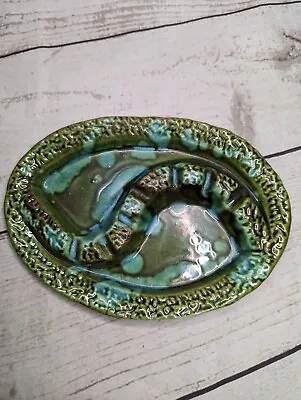 $11.49 • Buy VTG Pottery Ashtray Trinket Dish California USA Lava Glaze Green Teal MCM