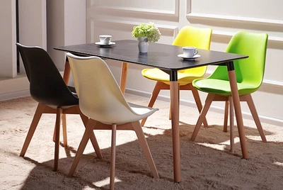 $104.95 • Buy 2 DSW Retro Replica Faux Leather Padded Dining EAMES Kitchen Chair Solid Wood