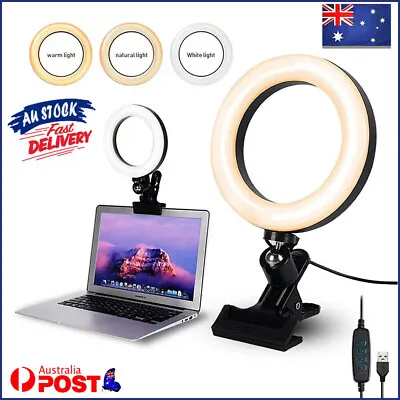 $20.66 • Buy Video Conference Lighting Kit Clip On 6 Inch Ring Light For Laptop Monitor