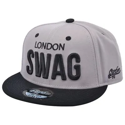 London Swag Snapback Caps - Grey/Black Unisex Embroidery Baseball Hip-Hop Cap • £24.70