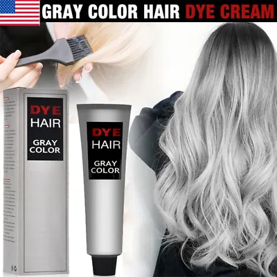100ml Light Grey Silver Permanent Hair Dye Color Cream Unisex-Fashion Punk Style • $9.28