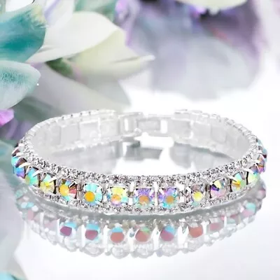 Stunning AB Or Clear Crystal Bracelet Made With Swarovski Elements Gift Bridal • £13.95