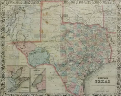 1870 Texas Map | Canvas Or Framed Print | Various Sizes • $55