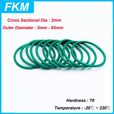 Green O Ring OD 5-65mm Metric FKM Fluoro Rubber Oring THK 2mm Resistant Oil Seal • $5.89