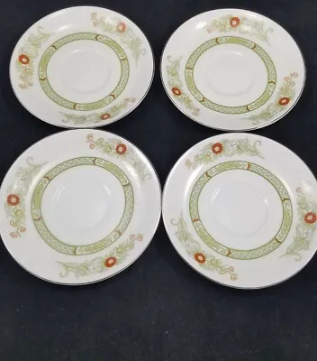 4 Mikasa KABUKI Fine China L9011 Asian Design Green Band Saucers 5 7/8  • $24.99