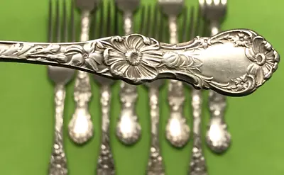 Set Of 8 Antique Silverplate FLORAL 1903 Pattern 7  Forks 1835 Wallace • $69