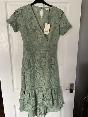 Yumi Sage Green Lace Fishtail Dress Size 10 Bnwt • £24.98