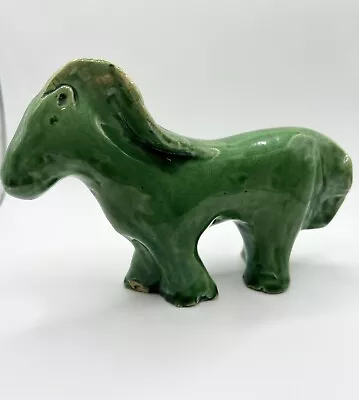 Horse Pony Porcelain Green Jade Celadon ~ Animal Figurine ~ Vintage • $12