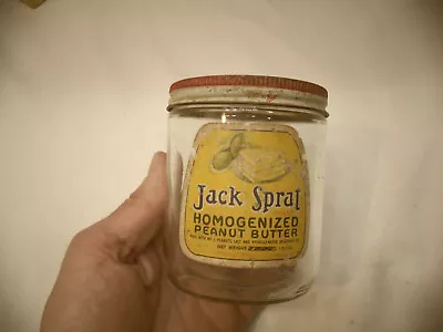 Vintage Jack Sprat Glass Peanut Butter Jar With Original Metal Lid #55 • $34.95