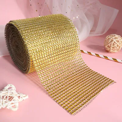 £2.15 • Buy Diamante Sparkle Effect Mesh Ribbon Trimming - Gold - Cake, Bridal, Craft