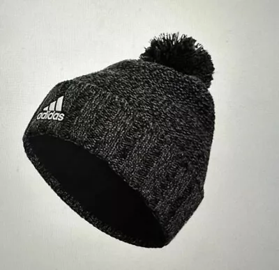 Adidas Mens Recon 3 Ballie Beanie Lined Hat Pom Pom Dark Grey New W/Tags • $18.90