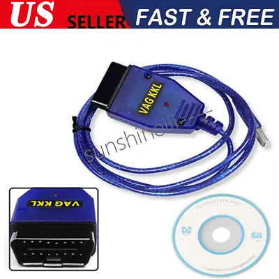 AUB Cable For VAG-COM VCDS Scanner Tool OBD2 II KKL FTDI 409.1 VW Audi Test Line • $10.19
