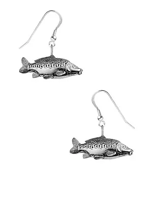 Mirror Carp Fish On Hook Earrings Sterling Silver 925 Stamped CodeF36 • £15.99