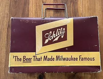 Vintage Original 1952 Schlitz Beer Picnic Cooler / Basket Wisconsin Milwaukee • $160