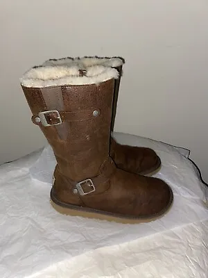 Ugg Kensington Leather/sheepskin Toast Brown Boots Youth 5 Fits Womans 5 Us • £60.26