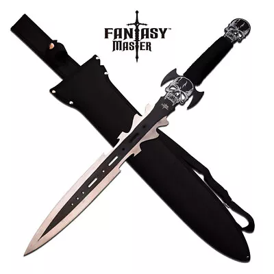 FANTASY SHORT SWORD | 27  Gray Black Blade Demon Skull Gladius + Shoulder Sheath • $38.24