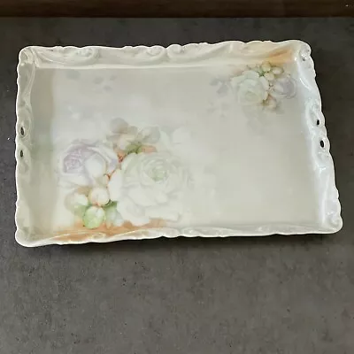 Royal Bayreuth Bavaria Hand Painted White Roses Floral Vanity Trinket Tray • $38.58