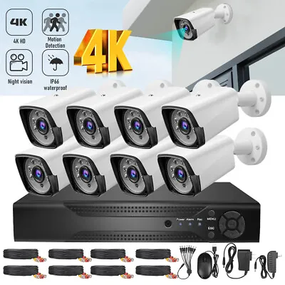 4K HD Surveillance Cameras CCTV Outdoor 8CH DVR Home Security Camera System IP66 • $102.99