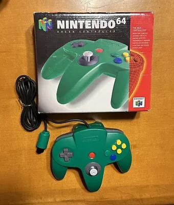 N64 Green Controller OEM Tested Working NUS-005 TIGHT STICK W/ BOX • $54.99